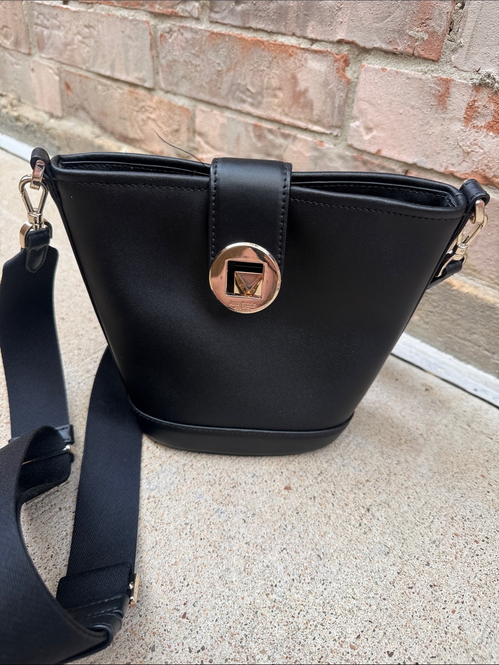kate spade Black Leather Crossbody with Gold-Tone Accent